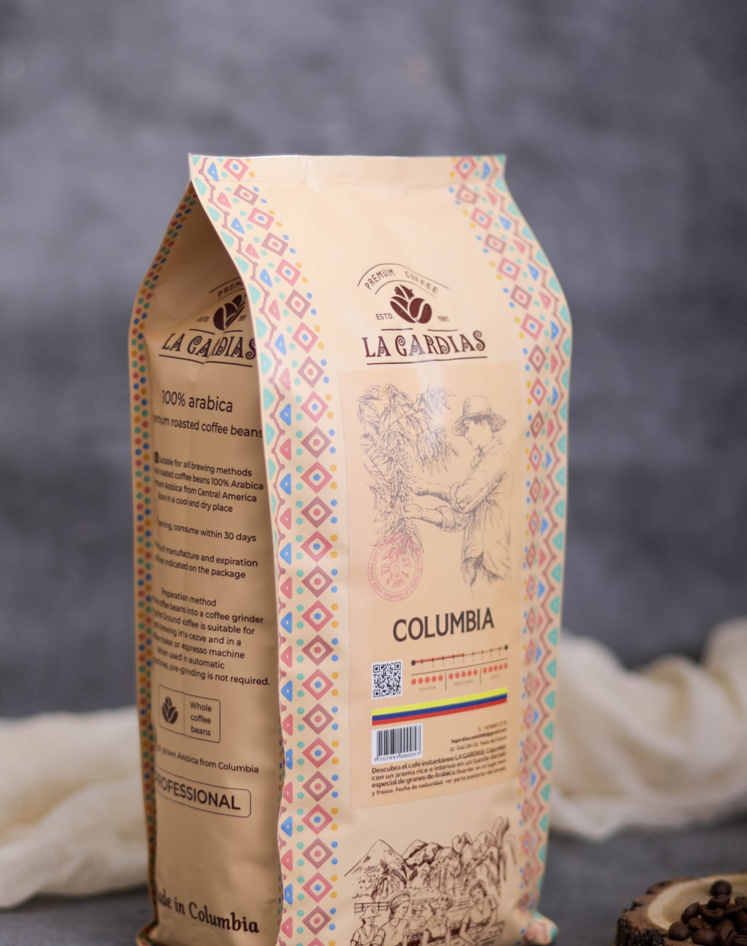 Упаковка кофе LA GARDIAS Colombia в зёрнах